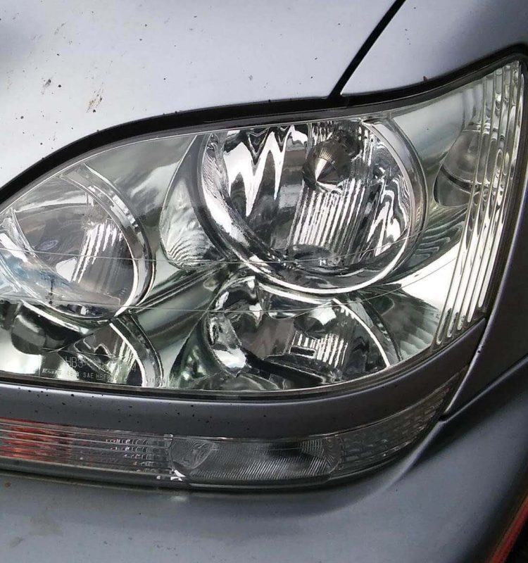 a after picture of a headlight restoration service