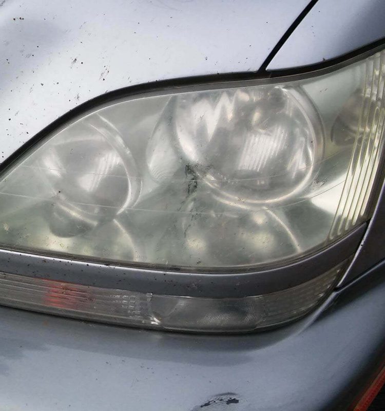a before picture prior to a headlight restoration service