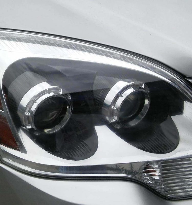 a after picture of a headlight restoration service